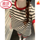 LangSha Korean striped smiley pajamas for women in summer thin simple style short sleeve shorts for wear outside 2025 new home clothing 1416 striped smiley face L