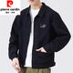 Pierre Cardin Jacket Herren Frühling und Herbst 2025 Neues Hemd Revers Herumn Herren Work Jacket Frühherbst Jacke Top [Upgrade-Version] K12806 Black 5XL [Empfohlen 180-200jin [Jin Equals Equals 0,5 kg]]