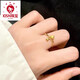 Iosn gold lily of the valley flower ring female 999 pure gold flower ring 3D hard gold wedding ring transfer bead tail ring adjustable about 2.60 grams