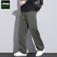 JEEP SPIRIT美式潮牌工装裤子男宽松直筒伞兵裤2025夏季薄款运动冲锋休闲长裤 9856-军绿色 M 【商家】90~110斤