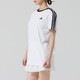 阿迪达斯 （adidas）女三条纹运动套装 夏季潮流时尚瑜伽跑步健身训练服舒适休闲衣裤 白色短袖T恤+黑色短裤/两件套 L