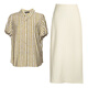 ROEYSHOUSE Luoyi Temperament Commuter Set Women's 2025 Summer New Fashion Striped Top Skirt Two-piece Set 12110 Striped Beige L