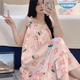 Mrs. Yuan Nachthemd für Frauen im Sommer mit Brustpolstern, Ice Seide Kühler Hosenträger Pyjama, Sommer, süße und süße Heimkleidung für Frauen, Frühling und Herbst 3887 [nicht abnehmbares Brustpolster] L [95-120jin [Jin gleich 0,5 kg]]