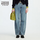 
Teenie Weenie Bear Women's Jeans 2025 Autumn New Retro Washed Slack Comfort Pants Light Blue L