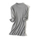 Primavera NUEVA 2025 Camisa de jarra redonda de cuello redondo de moda para la camisa base de punto delgado de la mujer Camisa de la base de punto de punto Slim Media manga interna 11150 Modelo delgado Tamaño igual