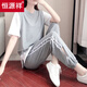 
Hengyuanxiang casual suit for women in summer new fashion plus size loose and fashionable fake two-piece top sports long trousers two-piece set gray suit [top + pants] S S recommended 80-95 Jin [Jin equals 0.5 kg]