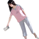 简方位免穿文胸睡衣女夏季纯棉短袖七分裤女士可外穿自带胸垫家居 带胸垫七分：679-芭比熊 M 码75-95斤左右