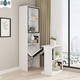 UFSAGCG Corner Desk Bookshelf Integrated Simple Modern Student Desk Home Desk Writing Desk Bookcase de reserva Single Gabinete + Tabla de plegamiento superior Longitud blanca en relieve 1396*35