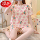 Langsha Summer Pajama для женщин с короткими рукавами модные хлопок тонкая маленькая сладкая и милая интернет-одежда для знаменитостей можно носить за пределами 1048 Purple Rabbit M
