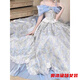 Aurodia one-shoulder evening dress with palace style for students coming of age, fugitive princess Lolita dress for host, dress + bustle L