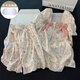 
Xiangyaxin pastoral style pajamas for women in summer cloud cotton with chest pad sweet short sleeves 2025 new princess style home clothing set 9902-2 Monet pink flower M