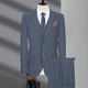 MONTAGUT suit men's winter thickened wool suit formal striped wedding banquet dress dad jacket 992 blue striped double slit two-piece set wool material XL 180/