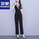 罗蒙（ROMON）时尚气质显高显瘦西装连体裤套装女夏装2025新款连身连衣裤 黑色 XL