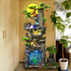 Yaowanxi chinesische Rockerie fließende Wasserbrunnen Ornamente Wohnzimmer Fengshui -Räder, um Gelddekoration Mountain Circulation Waterscape Bodenbefeuchter 9902s klein 70 cm zu verdienen