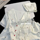 UKUHPKins小樱桃蕾丝边睡衣女夏季三件套短袖短裤长裤家居服薄 LW-9214【短袖短裤】 M 【建议80-100斤】