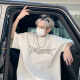 7 high-end short-sleeved T-shirts for men in summer new American high street loose round neck base cool five-point half-sleeved top for men A+-F1342 white XL