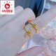 Iosn gold lily of the valley flower ring female 999 pure gold flower ring 3D hard gold wedding ring transfer bead tail ring adjustable about 2.60 grams