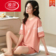 Langsha 2025 Nouvelle célébrité Internet Pyjama confortable pour les femmes en été en coton pur, femmes à manches courtes en été minces de vêtements pour deux pièces, poitrine de poitrine 12611 m (75-95jin [Jin est égal à 0,5 kg]))