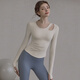 LULULMCCTN Yoga tops with chest pads for women, autumn new Pilates professional training sports suit, milky white short-sleeved M