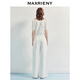 Maxrieny [même modèle dans le centre commercial] exquis Sense quotidienne haute taille pantalon denim à jambes larges pour les femmes 25 texture de style d'été ce blanc