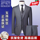 ROMON high-end wool suit suit for men, full set, no ironing, anti-wrinkle formal wear, business casual professional groom's suit three-piece set, navy blue clothes + pants S 46 size/165 Authenticity Guaranteed