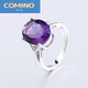 Noshima carat amethyst stone diamond silver colored gemstone ring trendy gift for girlfriend on March 8th Goddess' Day 1 carat