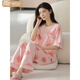 Victoria's Style Pyjama für Frauen im Sommer Baumwolle kurzärmelige Hosen für dünne, komfortable reine Baumwollsommer-Sommer-Frauen-Heimkleidung können außerhalb von Anzug YZT9711 Short.Sleeved Long.Trouser M 80-100jin [Jin gleich 0,5 kg]