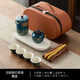 Bo Naling Travel Tea Set Portable Kung Fu Tea Set Ceramic Cup Quick Cup Teapot Business Event Souvenir High-end Blue - Ancient Rhyme One Pot Four Cups + Tea Tray - Oval Bag