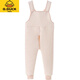 G.DUCKKIDS children's suspender long johns, thickened and warm, boys and babies, autumn and winter girls' open crotch belly-protecting bottoming one-piece pajamas, lotus color pink 100 cm