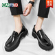 CARTELO men's loafers 2025 spring men's shoes heightened thick sole shiny trendy leather shoes lazy beans shoes 3519 black high quality version 38