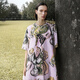 JNBY/Jiangnan Buyi 25 summer new dress Little Flower Cyclamen Print Medium Sleeve Round Neck A-type 5P4G15430 690/Pink S