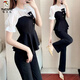 
Woodpecker 2025 new summer suit age-reducing chiffon splicing two-piece fashion celebrity temperament goddess style professional suit women fashion black top + pants two-piece set [short/sleeved] S S suggested 80-95Jin [Jin equals 0.5 kg]