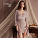 Gui Ruo (Gui ruo) Gui Rui Robe sexy Pyjamas Pure et lubrique Lace Deep V Plus poitrine Pad Nightgown Robe 3879 Black (robe extérieure + ceinture, taille unique