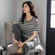 
PURCOTTON Cotton Era Summer Pajamas for women Pure Cotton Stripe Short Sleeve Trousers Thin Summer 2025 New Cotton Home Furnishing 7374 Bean Paste M [80-100Jin [Jin equals 0.5 kg]]