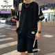 啄木鸟（TUCANO）休闲运动套装男夏季新款宽松冰丝短袖t恤男士短裤搭配帅气一整套 FKS653黑色套装 【2件套】 2XL 【建议150-170斤可穿】