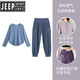 JEEP SPIRIT后口袋放手机跑步女运动套装春秋款显瘦网红瑜伽服长袖速干健身衣 紫外套+紫短袖+紫长裤后腰拉链口 S码 (80-98斤)