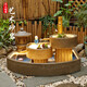 Japanese-style bamboo flowing fountain courtyard balcony decoration Zhaocai indoor water view fish pond stone trough landscape landscaping ornaments Purchase 9934