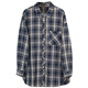 Sancai 2025 spring new plaid shirt loose mid-length shirt cardigan lapel casual retro M