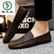 Specht 2025 Sommer- und Herbst neue Mütze Schuhe Softleder Leder lässig Lederschuhe für junge koreanische Stile Lazy Schuhe Yl-D826 Brown 39