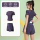 
Best Furniture Professional Running Sports Set Women's Anti-Exposed Summer Breathable Yoga Suit Pink Purple Top + Purple Shorts M