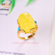 La Yun Feiyin Beeswax Pixiu Ring Chicken Fat Yellow Amber Bracelet S925 Sterling Silver Gold-plated Ring Live Adjustable Gift Beeswax Pixiu Ring