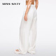 MISS SIXTY2025 summer new casual pants for women elastic waist thin linen loose draping straight trousers bleached S