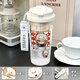 Zhewei Naxida Water Cup Girls are beautiful and portable to make tea at school and students lovely straw cup summer water cup BXAO159.37 million leaves Cool summer [500ML white]-painted printing