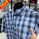 KAZUKI KURAISHI High Quality New Short Sleeve Pure Cotton Plaid Summer Shirt Men's Casual Cotton Half Sleeve Shirt Loose Khaki NK-825 M 48