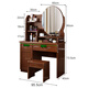 Xinyu solid wood dressing table mirror with light drawer with lock dressing table bedroom storage cabinet small apartment multi-functional dressing table 95cm-HK515 mirror with light walnut color
