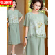 Hengyuanxiang Mama m ma Sommeranzug Set 2025 Neue große Größe mittleren und älteren Frauen Kurzschläuche oberste und modische Chiffon-T-Shirt 826 Red (Set) XL Empfohlen 95-110jin [Jin gleich 0,5 kg]