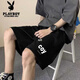 Playboy Hong Kong Style Casual Shorts Men Summer American Imprimé Pantalon Sports Loose Sports Ins Brand Trendy Men de cinq points [3878 * YX LOVE] -BLACK 4XL