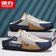 Chaussures masculines de Huili Été Nouvelles sandales pour hommes en maille respirante à demi-sandales de sac décontractées de semi-sandales sans talons mi Khaki [taille est petite, une seule taille est plus grande] 42