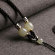 Crystal Hetian jade pendant lanyard hand-woven necklace rope safety buckle Pixiu gold jade high-end hanging neck rope for men and women black rope-white jade