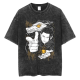Sumijujutsu kaisen lavado retro y vieja camiseta de manga corta cinco técnicas de iluminación jujutsu regresan al cosal periférico en el lavado de agua y negro B691 S